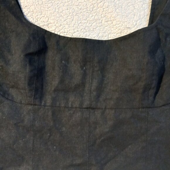 Banana Republic Factory Women's Linen Blend Cropped Fitted Top Black SZ 16 - Picture 2 of 6